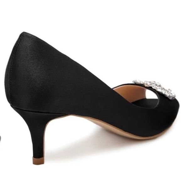 Paradox London Pink Prunella Crystal Embellished Pointed Peep Toe Heels - Picture 14 of 14